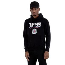 Bluza z kapturem Los Angeles Clippers NBA. Czarne bluzy nierozpinane męskie New Era, m, bez wzorów, bez ramiączek, z kapturem. W wyprzedaży za 262.65 zł.