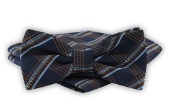 Mucha Męska z Poszetką - Alties - Duża Krata. Niebieskie krawaty i muchy męskie Alties, bez wzorów, eleganckie. Za 54.00 zł.