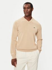 Lacoste Sweter AH1951 Beżowy Regular Fit. Brązowe kardigany męskie Lacoste, m, bez wzorów, z bawełny, bez ramiączek. Za 479.99 zł.