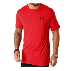 Koszulka sportowa męska Under Armour Sportstyle Left Chest SS. Czerwone t-shirty sportowe męskie Under Armour, m, bez wzorów, sportowe, bez ramiączek. Za 109.00 zł.