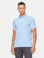 Gant Polo Shield 2220 Niebieski Slim Fit. Niebieskie koszulki polo męskie Gant, m, bez wzorów, z bawełny, bez kołnierzyka, bez ramiączek. Za 239.99 zł.