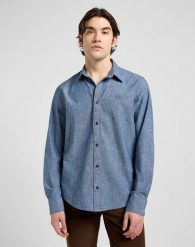 MESKA KOSZULA LEE PATCH SHIRT RINSE 112370569. Koszule męskie Lee, s, bez wzorów, bez kołnierzyka, bez ramiączek. Za 169.99 zł.