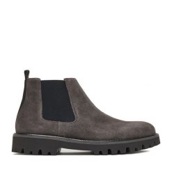 Botki Rieker. Szare sztyblety męskie Rieker, bez obcasa, bez zapięcia. Za 379.99 zł.