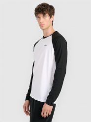 4F Longsleeve regular z nadrukiem męski - biały XXL. Białe koszulki męskie z długim rękawem 4f, m, bez wzorów, bez kołnierzyka, bez ramiączek. Za 79.99 zł.