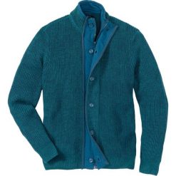 Sweter rozpinany Regular Fit bonprix niebieskozielono-kobaltowy melanż. Kardigany męskie marki bonprix. Za 59.99 zł.