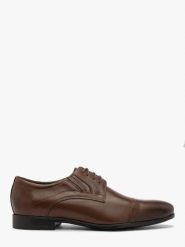 Brązowe półbuty męskie sznurowane. Brązowe eleganckie półbuty męskie Ryłko, ze skóry, bez obcasa, bez zapięcia. Za 399.99 zł.