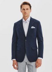 PAKO LORENTE – Granatowa żakardowa marynarka męska. Marynarki męskie Pako Lorente, m, bez wzorów, z bawełny. Za 899.99 zł.