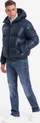Kurtka męska Ombre Ciepła kurtka męska puffer ze ściągaczami granatowa V2 OM-JAHP-0207 XXL. Kurtki męskie Ombre, m, bez wzorów, bez ramiączek, bez kaptura. Za 399.99 zł.