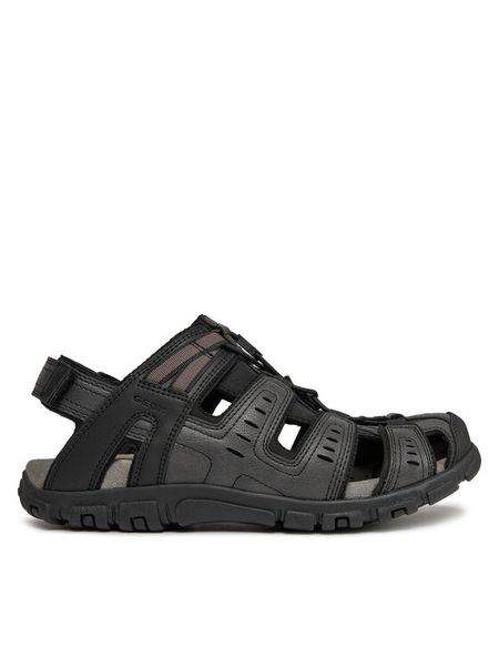 Geox Sandały Uomo Sandal Strada U4524C 000ME C9999 Czarny. Czarne sandały męskie Geox, ze skóry, bez zapięcia. Za 239.99 zł.
