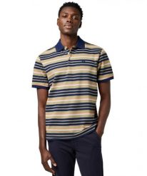 MESKA KOSZULKA POLO WRANGLER STRIPE POLO SHIRT ALOE 112371510. Koszulki polo męskie Wrangler, xl, bez wzorów, bez kołnierzyka, bez ramiączek. Za 109.99 zł.