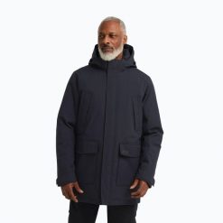Kurtka przeciwdeszczowa męska Jack Wolfskin Canyon Shield Parka. Niebieskie kurtki męskie Jack Wolfskin, m, bez wzorów, bez kaptura. Za 1,049.00 zł.
