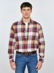 Koszula męska flanelowa wielokolorowa Flaneno 603. Czerwone koszule męskie Big Star, l, bez wzorów, bez kołnierzyka, bez ramiączek. Za 229.99 zł.