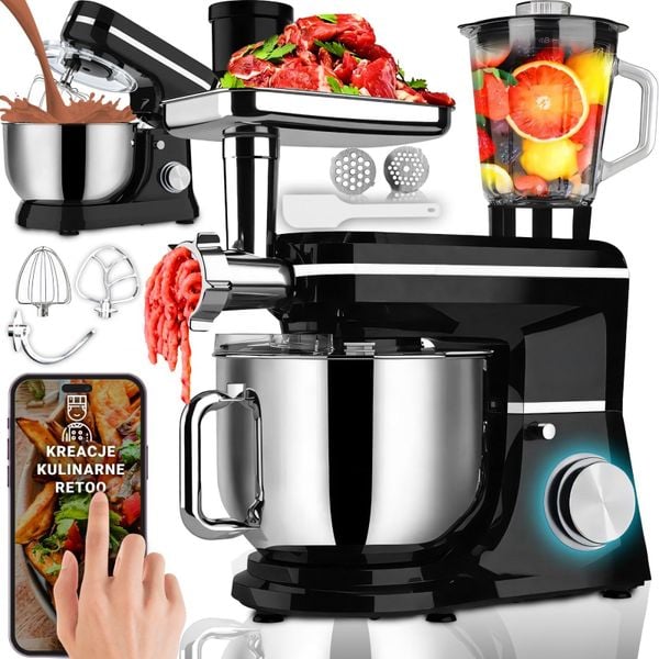 Robot kuchenny planetarny z maszynką do mięsa 5w1 6 l 3200 W. Roboty kuchenne Retoo. Za 1,430.28 zł.