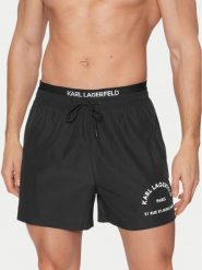 KARL LAGERFELD Szorty kąpielowe A1M46054 Czarny Regular Fit. Czarne kąpielówki męskie KARL LAGERFELD, bez wzorów, z syntetyku. Za 269.99 zł.