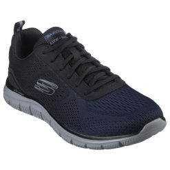 Obuwie treningowe Mężczyzna Skechers Track Ripkent granatowy. Czarne buty treningowe męskie Skechers, bez wzorów, z gumy, bez zapięcia, na fitness i siłownię. Za 249.99 zł.