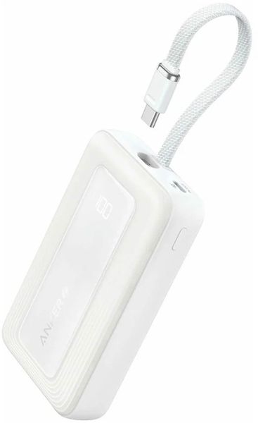 Anker Power Bank, Built-In USB-C Cable, 30W | A1688H21 | 10000 mAh | White. Białe powerbanki Anker. Za 121.86 zł.