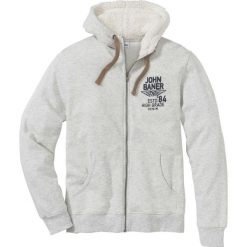 Bluza rozpinana z podszewką barankiem w kapturze Regular Fit bonprix naturalny melanż. Białe bluzy rozpinane męskie bonprix, melanż. Za 109.99 zł.