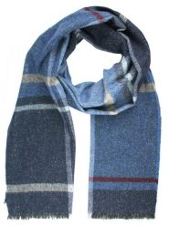 Wełniany Szalik Męski z Jedwabiem - V. Fraas - Odcienie Niebieskiego. Niebieskie szaliki męskie V. Fraas, na zimę, bez wzorów, z jedwabiu, eleganckie. Za 169.00 zł.
