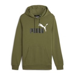Bluza męska PUMA Essentials+ Two-Tone Big Logo Hoodie TR. Zielone bluzy nierozpinane męskie Puma, l, bez wzorów, sportowe, bez ramiączek, bez kaptura. Za 179.99 zł.