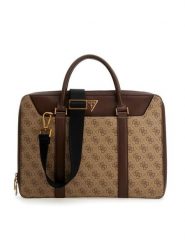 Guess Torba na laptopa Vezzola Smart HMEVZL P3138 Beżowy. Brązowe torby na laptopa męskie Guess, z aplikacjami, ze skóry. Za 429.99 zł.