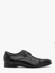 Czarne klasyczne półbuty męskie. Czarne eleganckie półbuty męskie Ryłko, z materiału, biznesowe, bez obcasa, bez zapięcia. Za 399.99 zł.