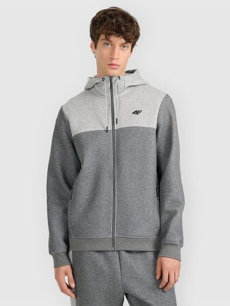 4F Bluza dresowa rozpinana z kapturem męska - szara S. Szare bluzy rozpinane męskie 4f, m, bez wzorów, z dresówki, klasyczne, bez ramiączek, z kapturem. Za 179.99 zł.