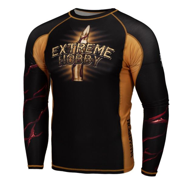 Koszulka sportowa męska Rashguard do MMA EXTREME HOBBY SANTA MUERTE. Czarne bielizna termoaktywna męska EXTREME HOBBY, m, bez wzorów, z bawełny, bez ramiączek, do biegania. Za 209.00 zł.