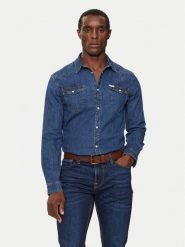 Guess Koszula jeansowa M4YH02 D3PF6 Granatowy Classic Fit. Niebieskie koszule męskie Guess, m, z aplikacjami, z bawełny, bez kołnierzyka, bez ramiączek. Za 339.99 zł.