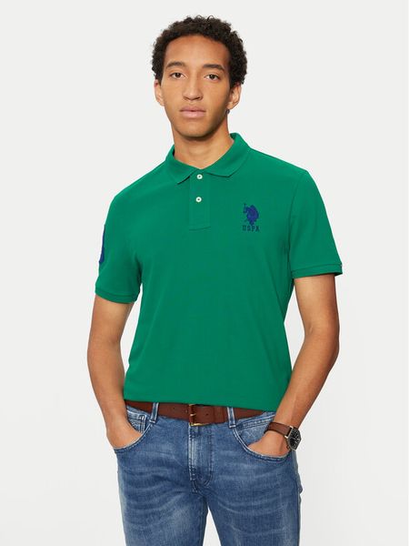 U.S. Polo Assn. Polo MUP3313 Zielony Regular Fit. Zielone koszulki polo męskie U.S. Polo Assn., m, bez wzorów, z bawełny, bez kołnierzyka, bez ramiączek. Za 129.99 zł.