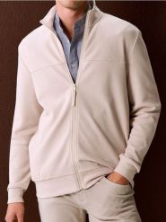 Bluza bomberka - kremowy. Białe kurtki męskie Sinsay, l, bez wzorów, bez ramiączek, bez kaptura. Za 59.99 zł.