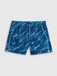 4F Spodenki plażowe boardshorty męskie - turkusowe 4XL. Niebieskie szorty męskie 4f, bez wzorów, z materiału. Za 99.99 zł.