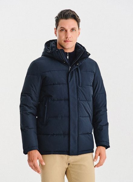 PAKO LORENTE – Granatowa pikowana kurtka męska. Kurtki męskie Pako Lorente, na zimę, m, bez wzorów, z poliesteru, bez ramiączek. Za 349.99 zł.