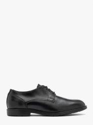 Czarne półbuty męskie na lekkim spodzie. Czarne eleganckie półbuty męskie Ryłko, ze skóry, bez obcasa, bez zapięcia. W wyprzedaży za 299.99 zł.