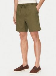 Tommy Hilfiger Szorty materiałowe Dover MW0MW44356 Zielony ciemny Regular Fit. Zielone szorty męskie Tommy Hilfiger, bez wzorów, ze lnu. Za 409.99 zł.