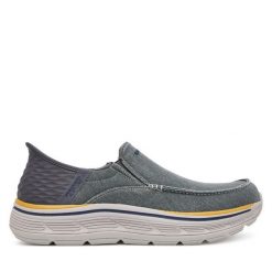 Półbuty Skechers. Szare codzienne półbuty męskie Skechers, bez wzorów, bez obcasa, bez zapięcia. Za 259.99 zł.