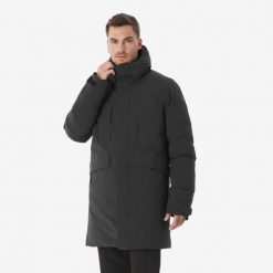 Parka turystyczna męska puchowa Quechua NH900 -20°C wodoodporna. Czarne parki męskie QUECHUA, na zimę, m, bez wzorów, z puchu, bez kaptura. Za 799.99 zł.