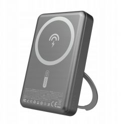 Powerbank Dudao K28 10000mAh PD 22.5W z MagSafe z metalową obudową i pierścieniem-podstawką - szary. Szare powerbanki Dudao. Za 93.14 zł.