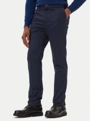 Calvin Klein Chinosy LV04LD613G Granatowy Slim Fit. Niebieskie eleganckie spodnie męskie Calvin Klein, bez wzorów, z bawełny. Za 369.99 zł.