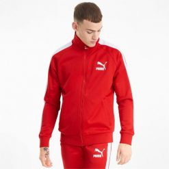 Bluza dresowa męska Puma ICONIC T7. Czerwone bluzy nierozpinane męskie Puma, m, bez wzorów, z dresówki, bez ramiączek, bez kaptura. Za 269.99 zł.