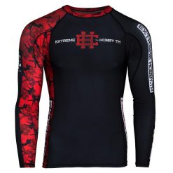 Koszulka sportowa męska Rashguard do MMA EXTREME HOBBY RED WARRIOR. Czarne bielizna termoaktywna męska EXTREME HOBBY, m, bez wzorów, z bawełny, bez ramiączek, do biegania. Za 209.00 zł.