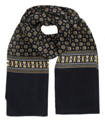 Męski Szalik Elegancki, Miękki, Dwustronny, Śliski - ALTIES - Granatowy w Geometryczny Wzór. Niebieskie szaliki męskie Alties, na zimę, bez wzorów, z materiału, eleganckie. Za 55.00 zł.