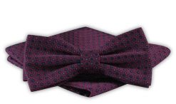 Mucha Męska z Poszetką - Alties - Czerwono Granatowa, Wzór Geometryczny. Czerwone krawaty i muchy męskie Alties, bez wzorów, eleganckie. Za 54.00 zł.
