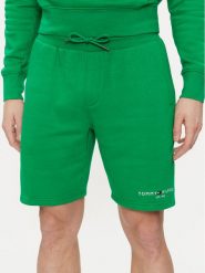 Tommy Hilfiger Szorty sportowe Logo MW0MW34201 Zielony Regular Fit. Zielone szorty sportowe męskie Tommy Hilfiger, bez wzorów, z bawełny, sportowe. Za 429.99 zł.