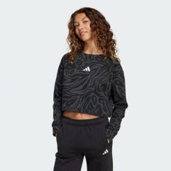 Bluza Future Icons Cropped. Czarne bluzy nierozpinane męskie ADIDAS, bez wzorów, z polaru, bez ramiączek, bez kaptura. W wyprzedaży za 149.25 zł.