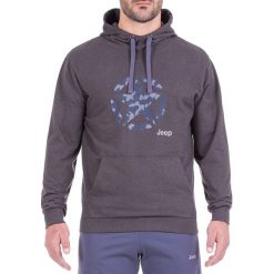 Bluza w kolorze ciemnoszarym. Szare bluzy nierozpinane męskie marki Jeep, m, z kapturem. W wyprzedaży za 119.95 zł.