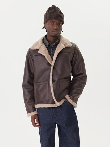 Jack & Jones Kurtka z imitacji skóry Cambridge 12282946 Brązowy Regular Fit. Brązowe kurtki męskie Jack & Jones, m, bez wzorów, ze skóry, bez ramiączek, bez kaptura. Za 319.99 zł.