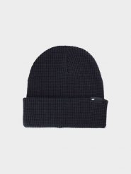 4F Czapka zimowa męska - czarna L. Czarne czapki męskie 4f, na zimę, bez wzorów, z materiału, klasyczne. Za 59.99 zł.