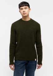 MUSTANG EMIL C CREW MĘSKI SWETER ELEGANCKI RIFLE GREEN 1015801 6514. Zielone swetry męskie Mustang, bez wzorów, eleganckie, bez kołnierzyka, bez ramiączek. Za 129.99 zł.