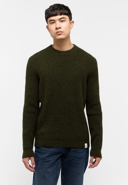 MUSTANG EMIL C CREW MĘSKI SWETER ELEGANCKI RIFLE GREEN 1015801 6514. Zielone swetry męskie Mustang, bez wzorów, eleganckie, bez kołnierzyka, bez ramiączek. Za 129.99 zł.