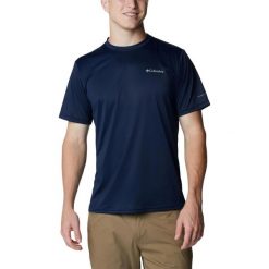 Koszulka sportowa męska Columbia Columbia Hike Crew z krótkim rękawem. Niebieskie t-shirty sportowe męskie Columbia, m, bez wzorów, sportowe, bez ramiączek. Za 129.00 zł.